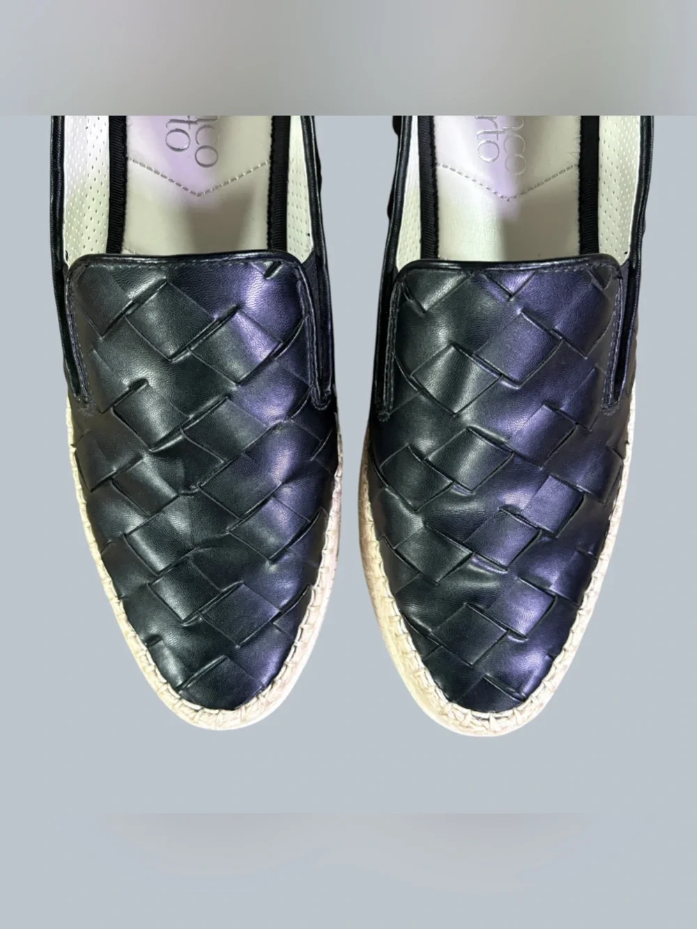 Franco Sarto Woven Black Platform Espadrille Slip On Sneakers Women’s 8M